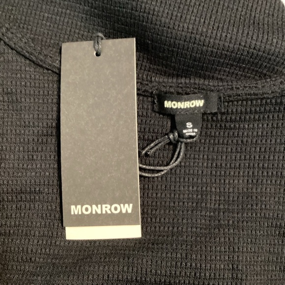 Monrow Baby Thermal Loose Henley Waffle Knit Tank Size S Black - Picture 6 of 7